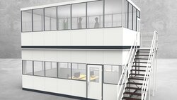 Aussenansicht für Hallenbüro als Doppelstock 4-seitig 7,00 x 4,00 m System RS 45 von Becker Raumsysteme - Artikel HD4-7040