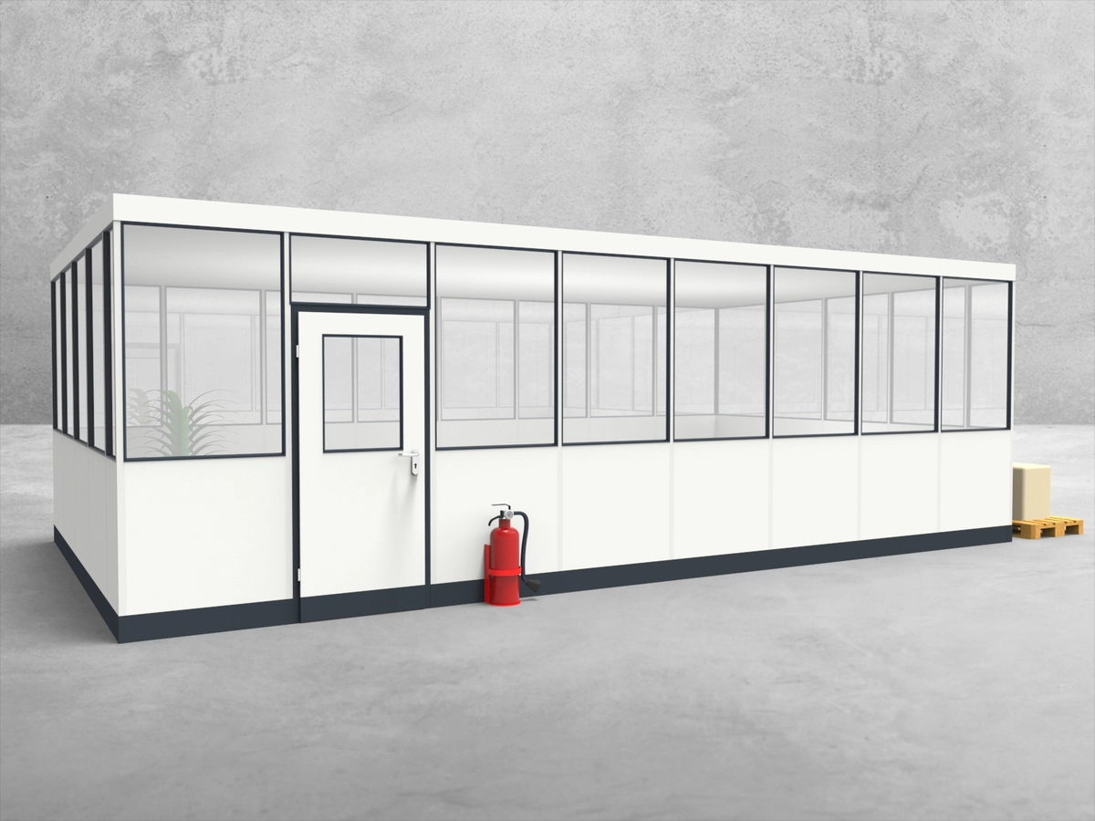 Aussenansicht für Hallenbüro 4-seitig 8,00 x 4,50 m System RS 45 von Becker Raumsysteme - Artikel HB4-8045