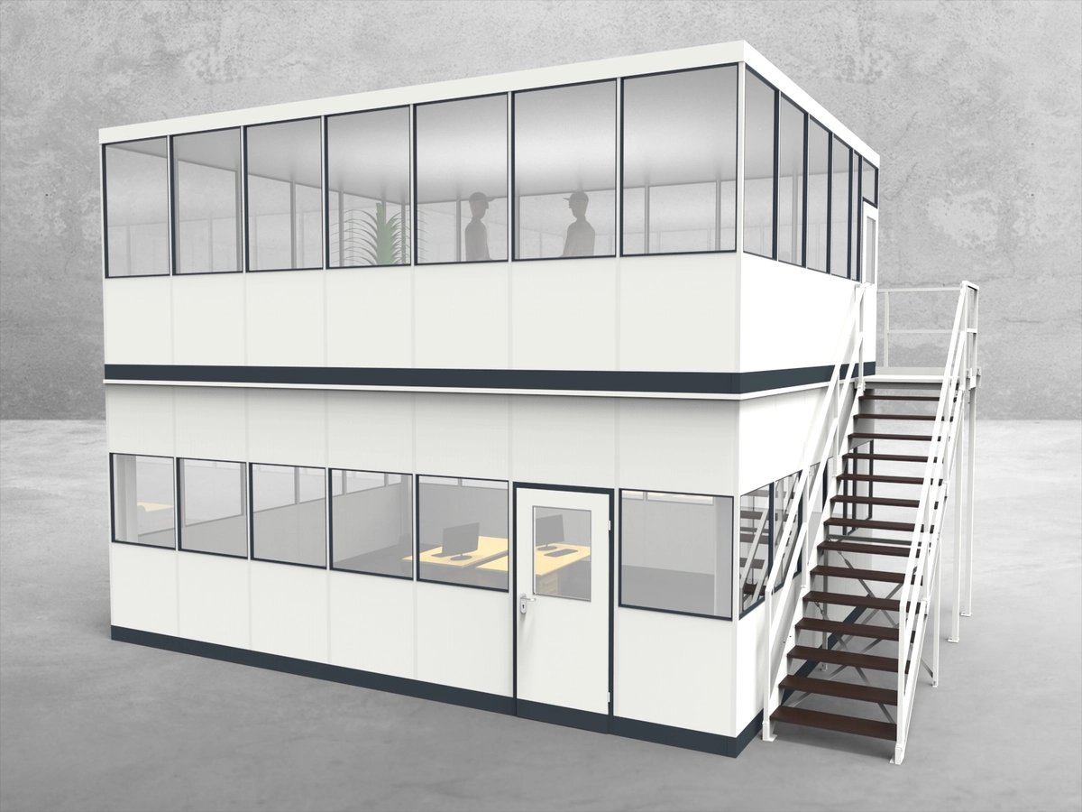 Zeichnung für Hallenbüro als Doppelstock 4-seitig 7,00 x 4,00 m System RS 45 von Becker Raumsysteme - Artikel HD4-7040
