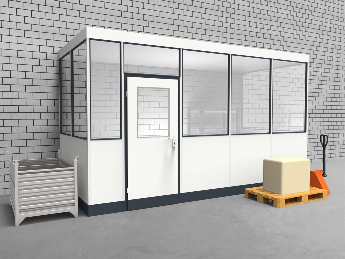 Aussenansicht für Hallenbüro 3-seitig 4,50 x 2,00 m System RS 45 von Becker Raumsysteme - Artikel HB3-4520