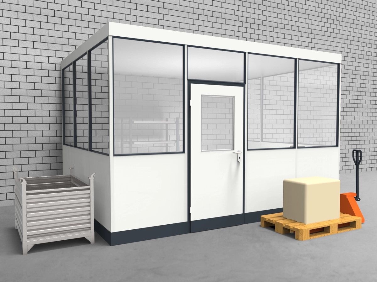 Aussenansicht für Hallenbüro 3-seitig 6,00 x 3,00 m System RS 45 von Becker Raumsysteme - Artikel HB3-6030
