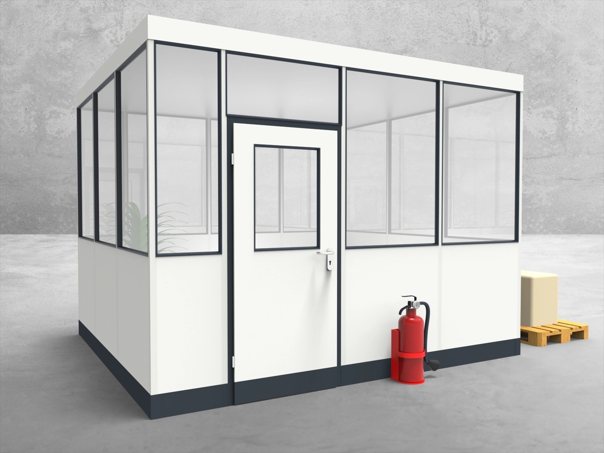 Aussenansicht für Hallenbüro 4-seitig 3,50 x 3,00 m System RS 45 von Becker Raumsysteme - Artikel HB4-3530