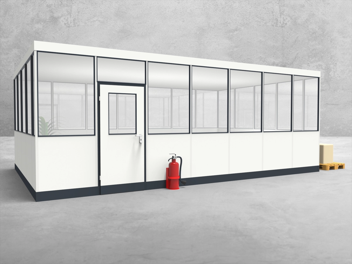 Aussenansicht für Hallenbüro 4-seitig 7,00 x 4,50 m System RS 45 von Becker Raumsysteme - Artikel HB4-7045