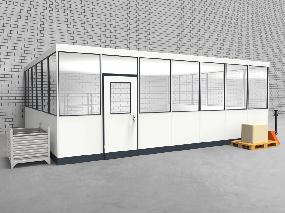 Deckenkonstruktion für Hallenbüro 3-seitig 6,00 x 4,00 m System RS 45 von Becker Raumsysteme - Artikel HB3-6040