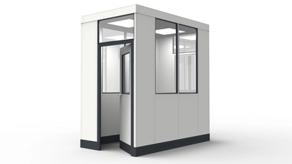 Shopfloor Box modular errichtet in einer Industriehalle Shopfloor Box aus vorgefertigten Bauteilen für Industrielösungen