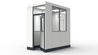 Shopfloor Box modular errichtet in einer Industriehalle Shopfloor Box aus vorgefertigten Bauteilen für Industrielösungen