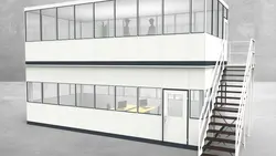 Hallenbüro als Doppelstock 4-seitig 8,50 x 4,00 m 34 m² (HD4-8540)