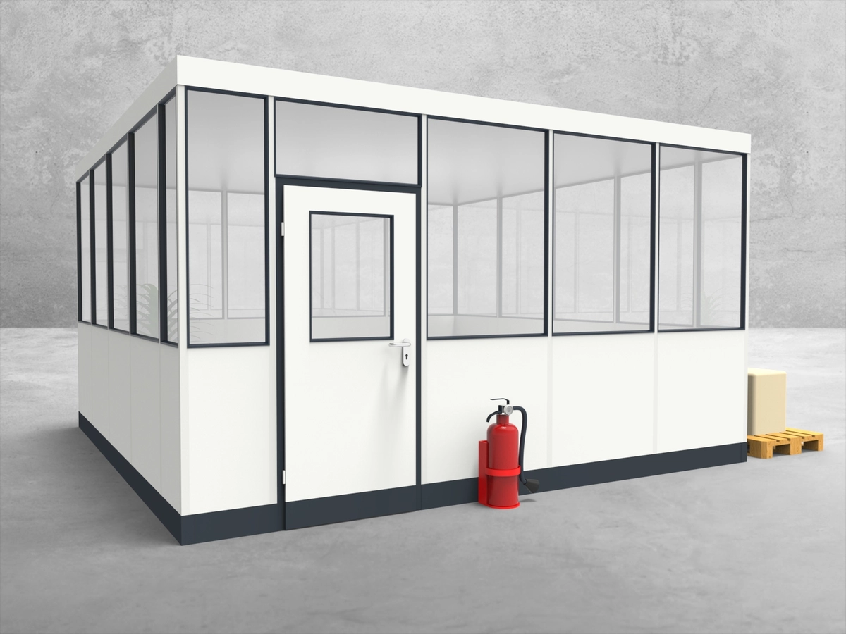 Aussenansicht für Hallenbüro 4-seitig 4,50 x 4,50 m System RS 45 von Becker Raumsysteme - Artikel HB4-4545